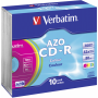 Verbatim - - 10 x CD-R - 700 MB (80 Min) 48x - Blau, Violett, gr�n, orange, Rosa - Slim Jewelcase - Speichermedium (43308)