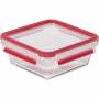 Emsa - CLIP & CLOSE Glas-Frischhaltedose 0,8 Liter (transparent/rot, quadratisch)