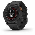 Garmin - GARMIN fenix7 Pro Solar - GPS-Smartwatch (125 - 208 mm, Silikon, Schwarz/Schiefergrau) (010-02777-01)