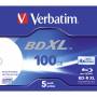 Verbatim - 1x5 Verbatim BD-R Blu-Ray 100GB 4x Speed wide printable JC