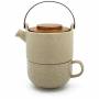 Bredemeijer - Tea-for-one Umea beige / Akazienholzdeckel 142024