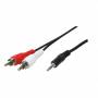 Logilink - Audiokabel 1x 3,5mm -> 2x Cinch St/St 1.50m bk