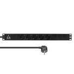 Lanview - 19'' rack mount power strip 1U 10A with 5 x Schuko type - Rack-Modul (LVR-3MSCH-LIC-SCH5)