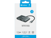 Sandberg - USB-C Dock 2xHDMI+1xVGA+USB+PD - Verkabelt - USB 3.2 Gen 1 (3.1 Gen 1) Type-C - Grau - 4K Ultra HD - 3840 x 2160 Pixel - 1920 x 