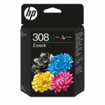 Hp - HP 308 Pack de 2 cartouches d&rsquo;encre authentiques Noir/Trois couleurs