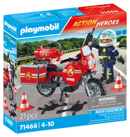 P - PLAYMOBIL 71466 Feuerwehrmotorrad am Unf