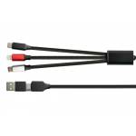 Python - USB 6-in-1 Ladekabel 3A Textilmantel schwarz 1,2m