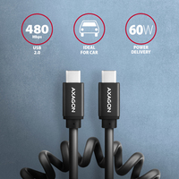 Axagon - BUCM-CM10TB Twister-Kabel, USB-C auf USB-C 2.0, schwarz - 0,6m (BUCM-CM10TB)